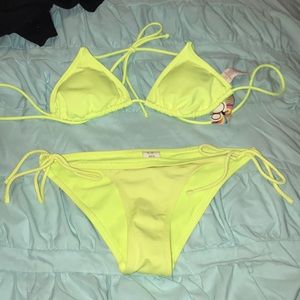 Neon yellow bathing suit
